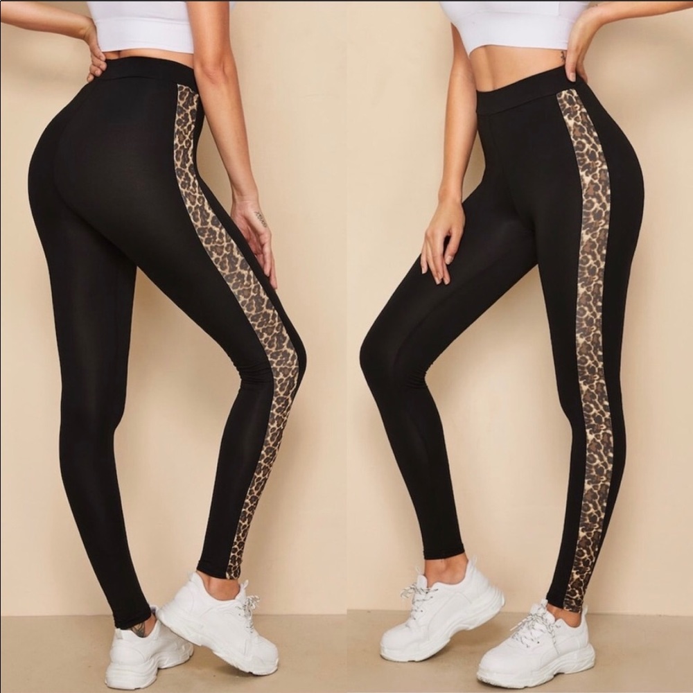 Just arrive! Leopard stripe black leggings